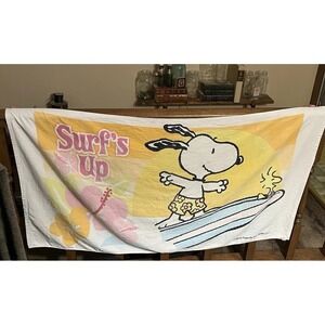 Snoopy Peanuts Surf's Up Beach Towel 2010 Swimming Surfing Dog Woodstock 55x29